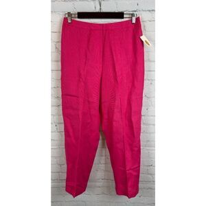 TALBOTS Irish linen 100% linen lined raspberry pink dress ankle pants 10 NWT